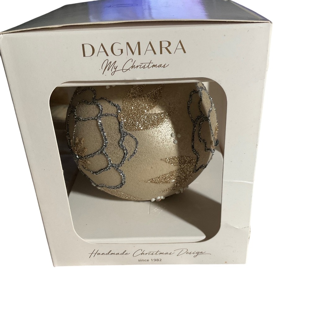 Dagmara Ornament Unisex OS Gold Excellence Floral Glitter Glass